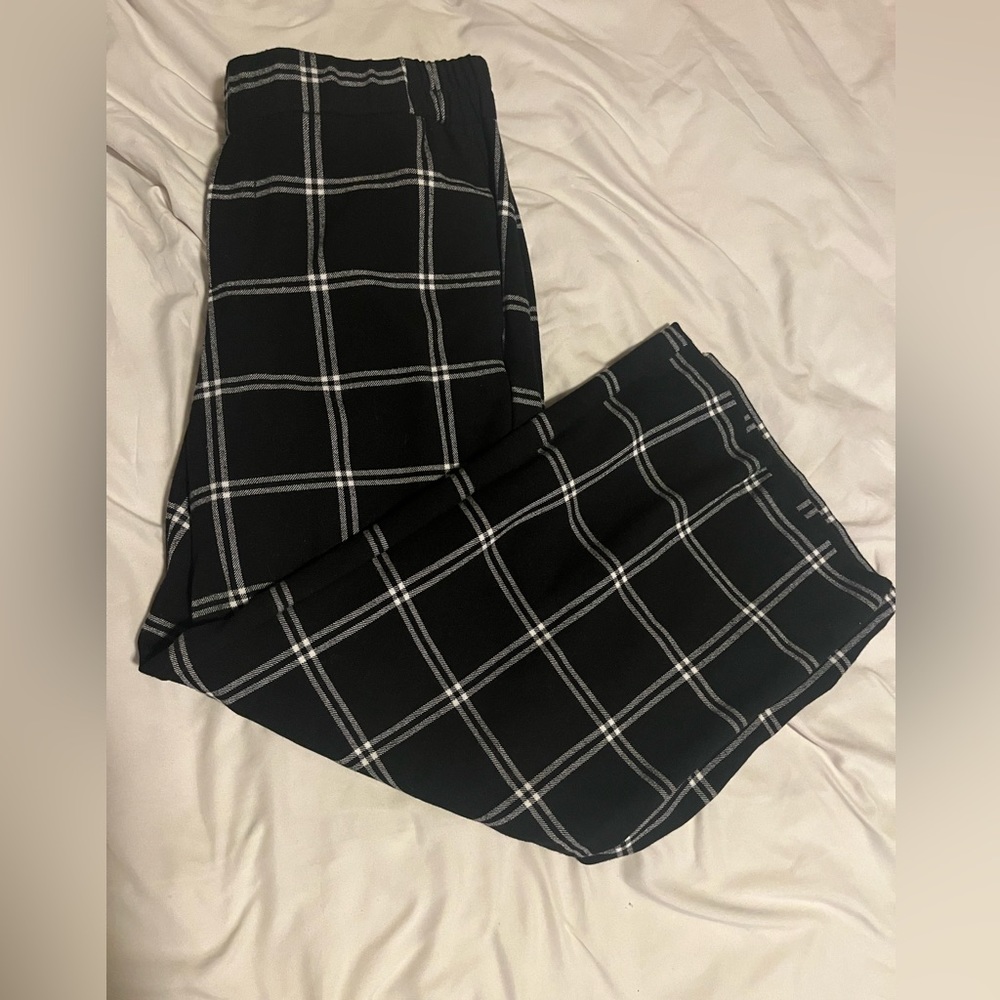 Wide Leg Flare Checkered Stretchy Pants